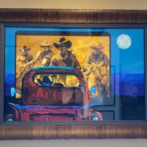 "Saturday Night at the Flicks" by Larry Pirnie (Framed)